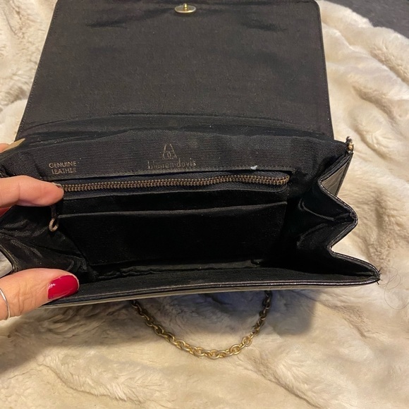 Vintage Bienen Davis Black Embossed Leather Handbag Chain Strap - Picture 8 of 11